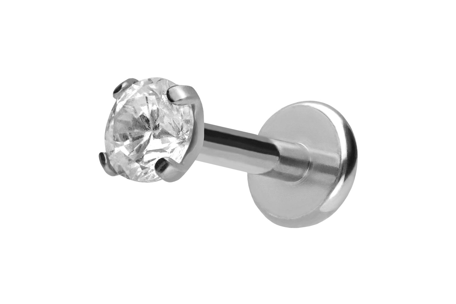 Titan Labret Piercing mit Push Fit EINGEFASSTER KRISTALL